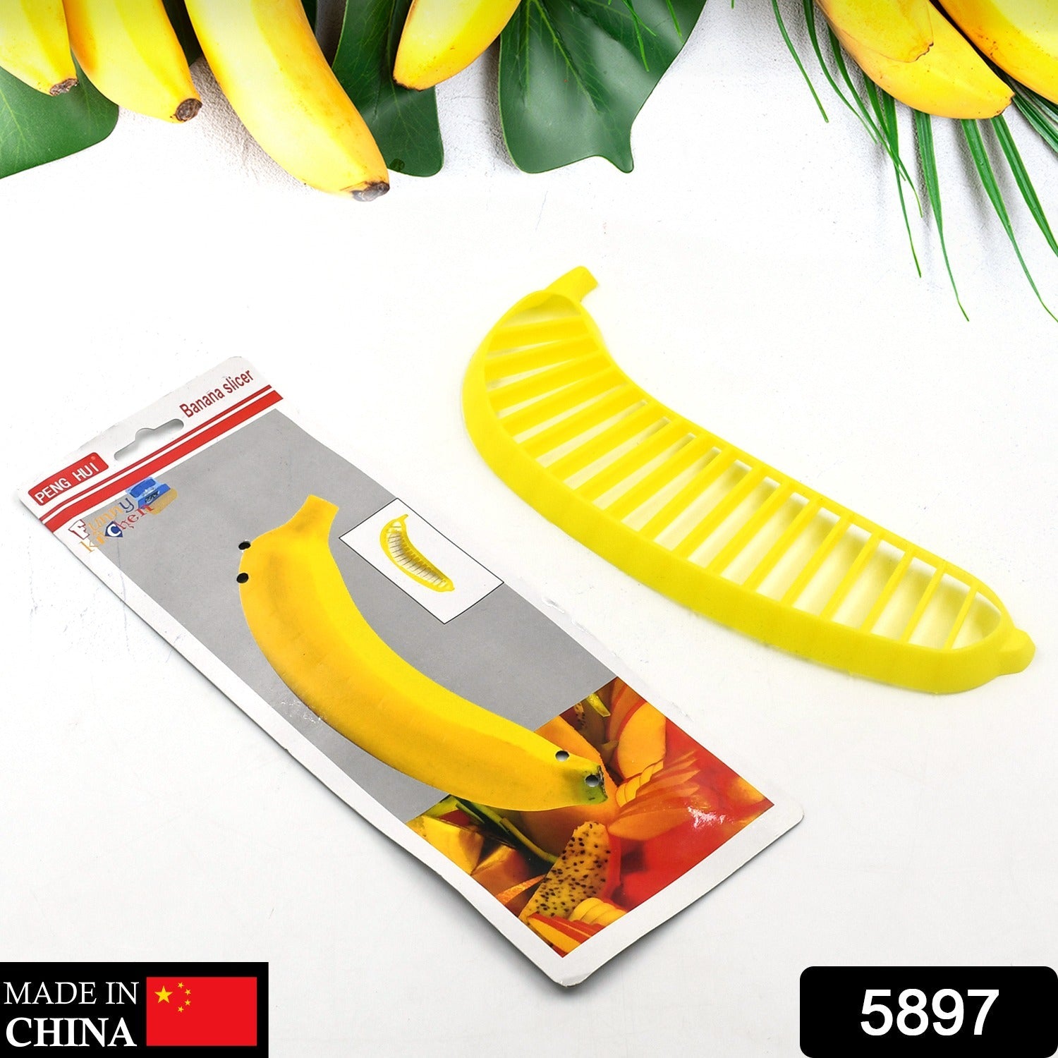 5897 Banana Slicer- Perfect for Fruit Salads Handle Plastic Banana Fruit Slicer Cutter Chopper 5897 Banana Slicer- Perfect for Fruit Salads Handle Plastic Banana Fruit Slicer Cutter Chopper